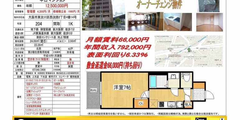 1250万円　新大阪